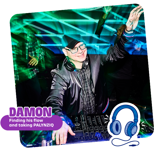 Damon being a DJ and taking PALYNZIQ