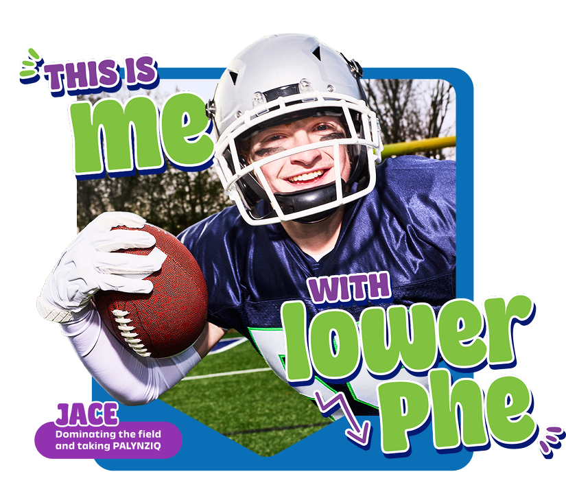 Jace teenager taking PALYNZIQ on the football field