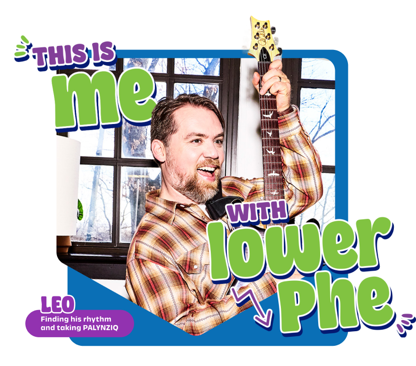 Leo playing the guitar on PALYNZIQ